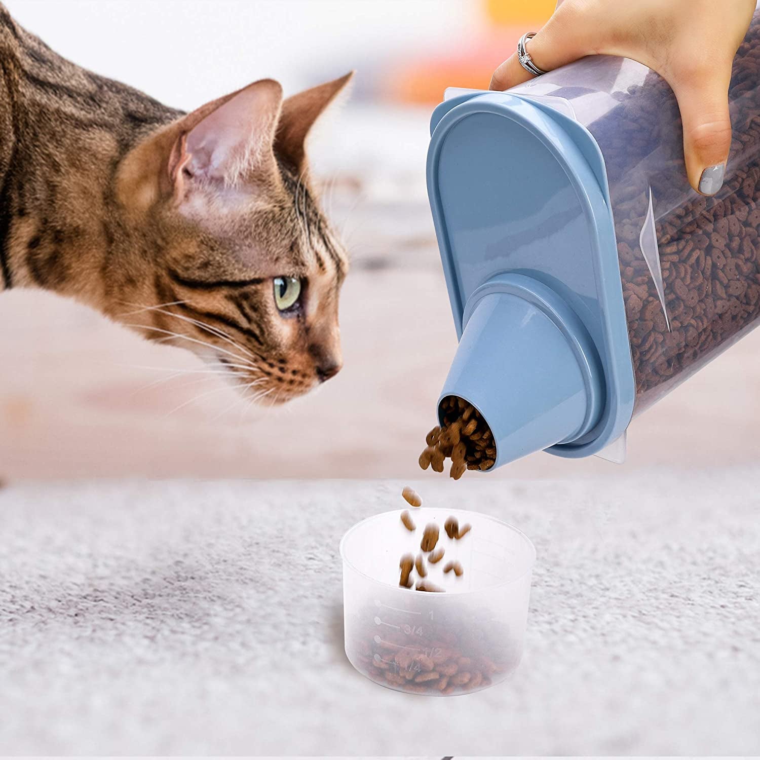 2 Pack 2Lb/2.5L Pet Food Storage Container with Measuring Cup, Can Covers and Bowl for Small Dog, Cat, Waterproof-Bpa Free