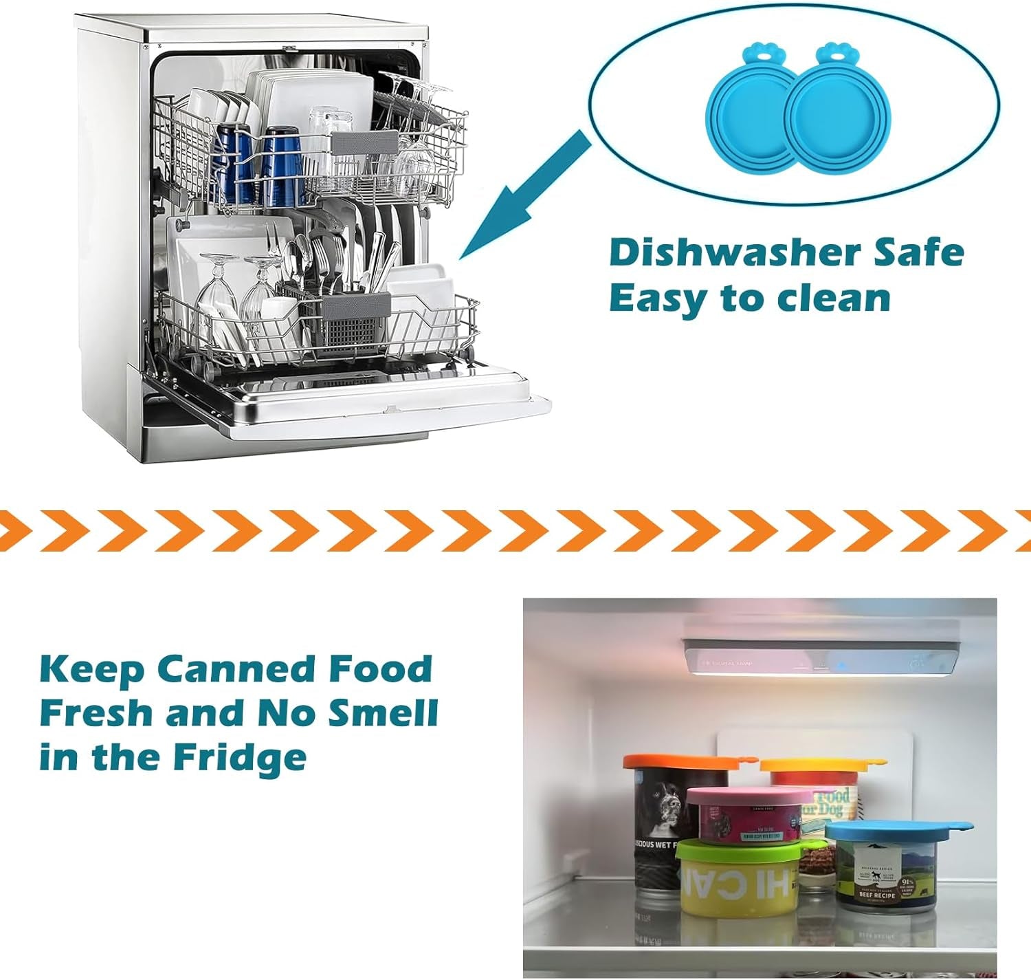 2 Pack Silicone Pet Can Cover Lids, Universal Size for Dog Cat Food, 1 Fit 3 Standard Size Can Tops, BPA Free Dishwasher Safe (Blue, Blue)