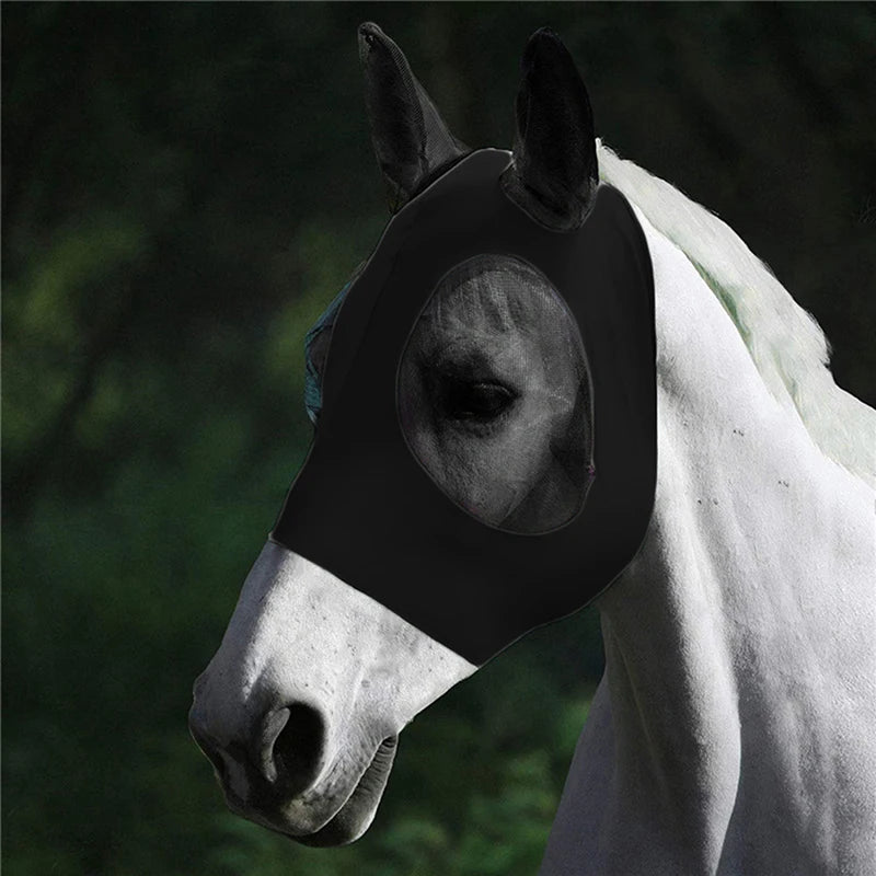 1Pc Anti-Fly Mesh Equine Mask Horse Mask Stretch Bug Eye Horse Fly Mask with Covered Ears Horse Fly Mask Long Nose with Ears