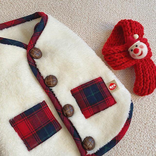 Cozy Canine Christmas Ensemble: Two-Piece Vest Sweater Coat And Scarf-4