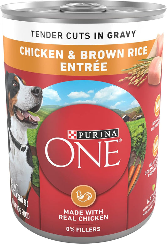 Tender Cuts in Wet Dog Food Gravy Chicken and Brown Rice Entree - (Pack of 12) 13 Oz. Cans