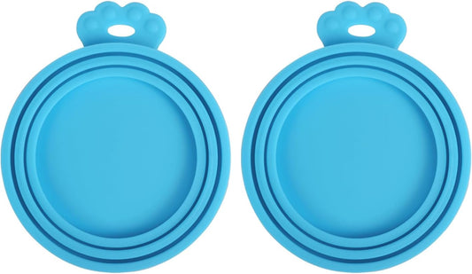 2 Pack Silicone Pet Can Cover Lids, Universal Size for Dog Cat Food, 1 Fit 3 Standard Size Can Tops, BPA Free Dishwasher Safe (Blue, Blue)