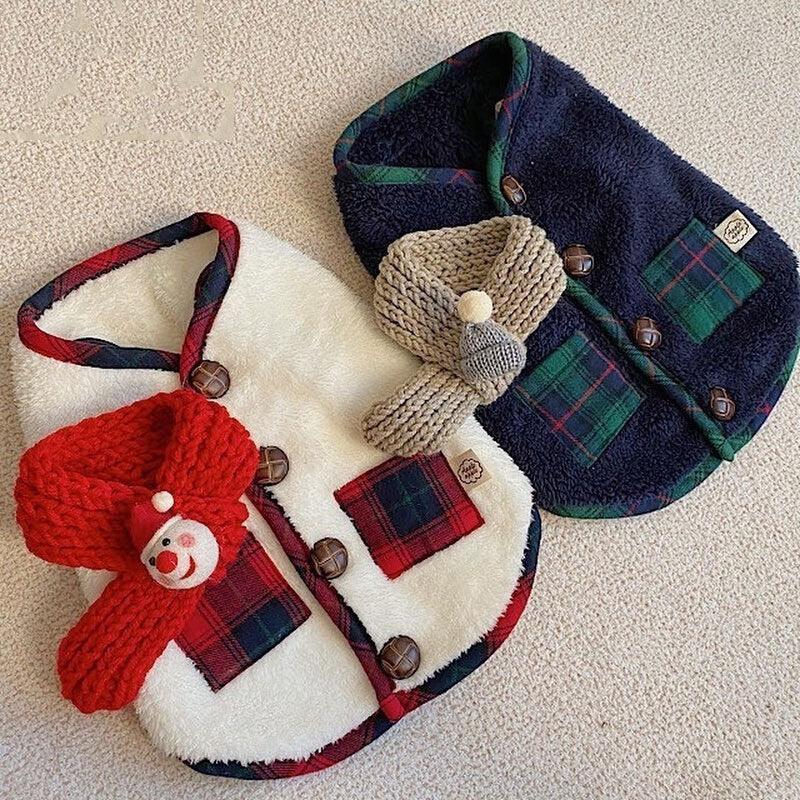 Cozy Canine Christmas Ensemble: Two-Piece Vest Sweater Coat And Scarf-3